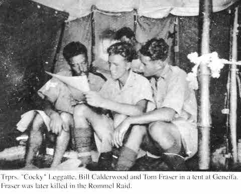 Troopers Leggatte, Calderwood and Frazer in a tent at Geneifa.
