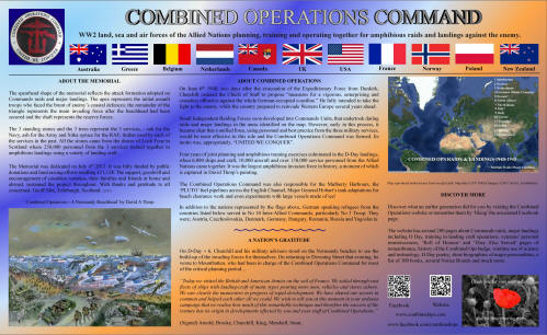 The Combined Operations Memorial information display board.