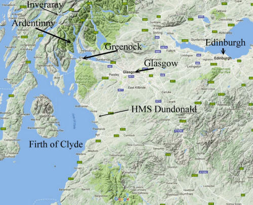 Google map showing Inveraray where FDT 217 was based.